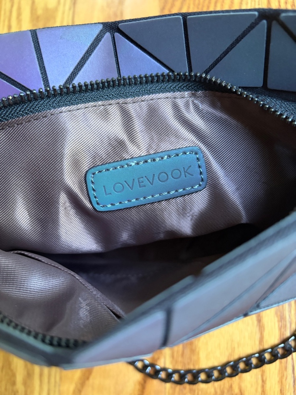 Lovevook Geometric Mosaic Crossbody Bag in Iridescent Purple - Picture 5 of 8